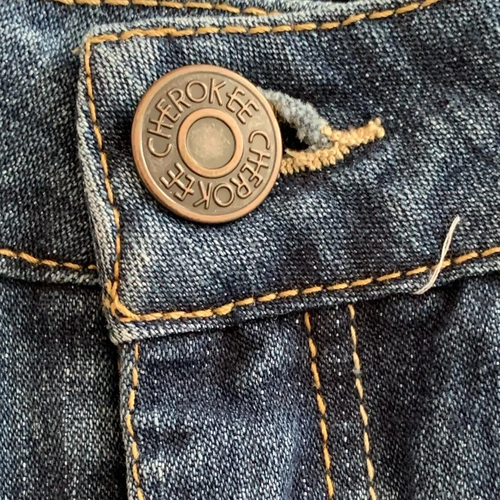 NWOT Cherokee Jeans Girls 12 Dark Blue Denim Adjustable Waist Pockets Soft